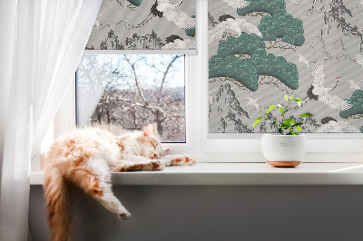 Fabric roller blind Flying Cranes