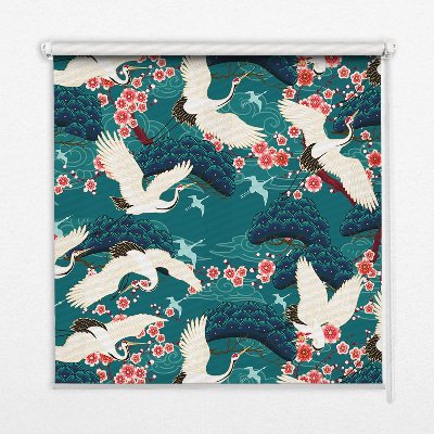 Roller blind for large window A flock of cranes
