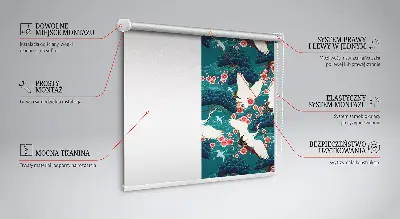Roller blind for large window in a flock of cranes pattern