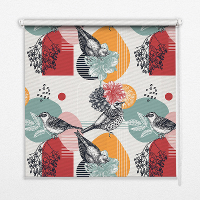 Fabric roller blind birds print