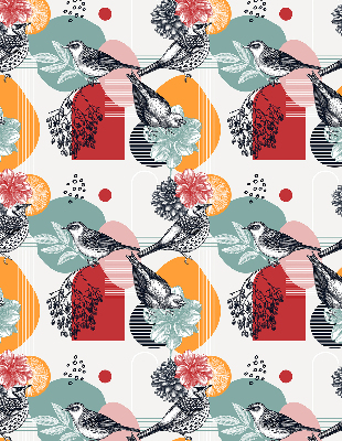 Fabric roller blind Birds