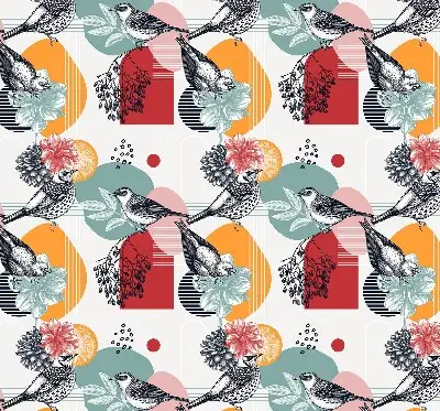 Fabric roller blind birds print