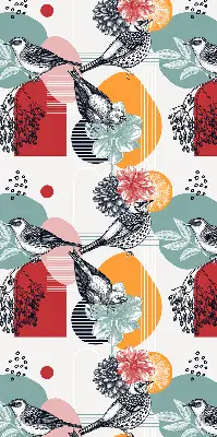 Fabric roller blind birds print