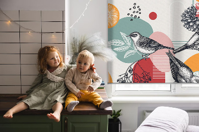 Fabric roller blind Birds