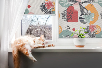 Fabric roller blind Birds