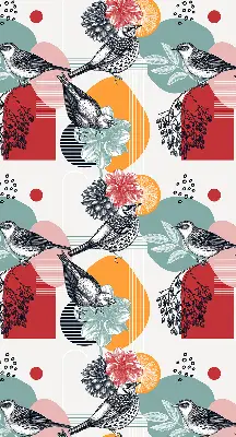 Fabric roller blind birds print
