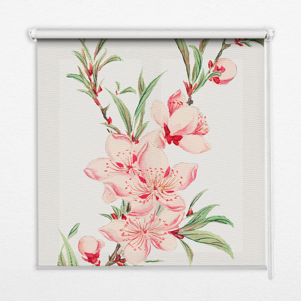 Modern roller blind with pink flower pattern