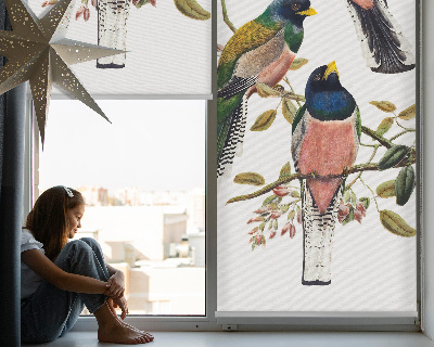 Roller blind for large window Birds on the branches