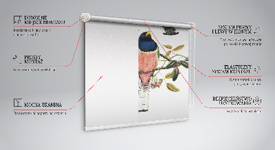 Roller blind for large window Birds on the branches