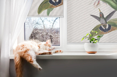Fabric roller blind Birds on a flower