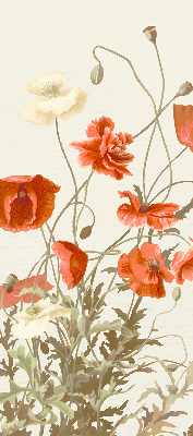 Fabric roller blind poppies print