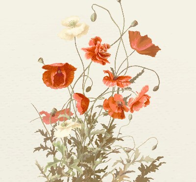 Fabric roller blind poppies print
