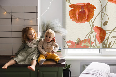 Fabric roller blind Poppies
