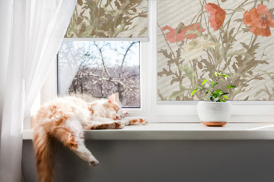 Fabric roller blind Poppies