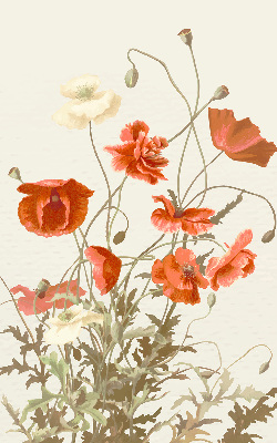 Fabric roller blind poppies print