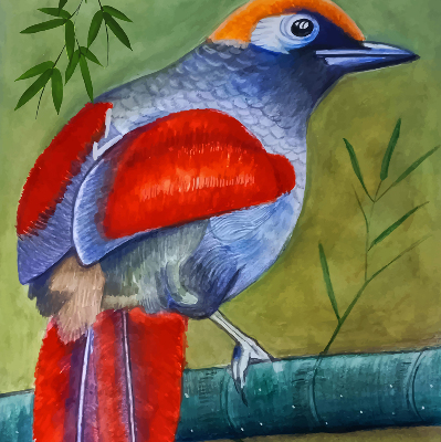 Fabric roller blind A bird on a branch
