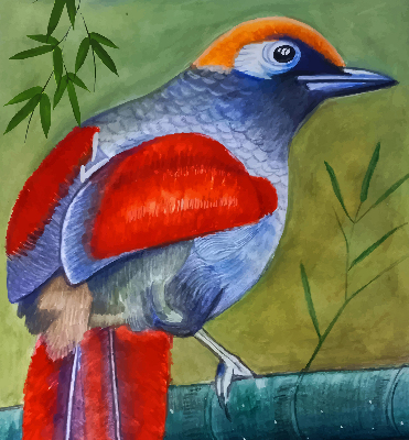 Fabric roller blind A bird on a branch