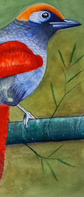 Fabric roller blind A bird on a branch