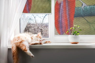 Fabric roller blind A bird on a branch