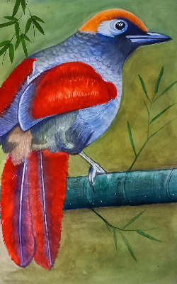 Fabric roller blind A bird on a branch