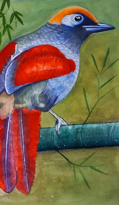 Fabric roller blind A bird on a branch