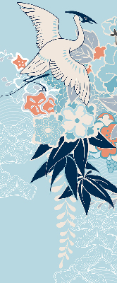 Modern roller blind Heron in flowers