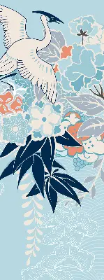 Roller blind heron in flowers print