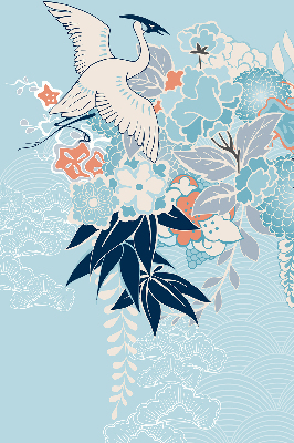Modern roller blind Heron in flowers