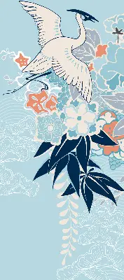 Roller blind heron in flowers print