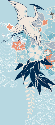 Modern roller blind Heron in flowers