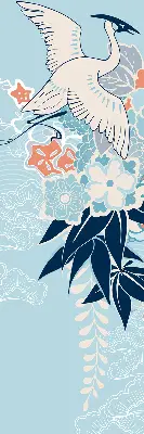 Roller blind heron in flowers print