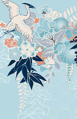 Modern roller blind Heron in flowers