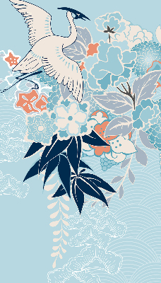 Modern roller blind Heron in flowers