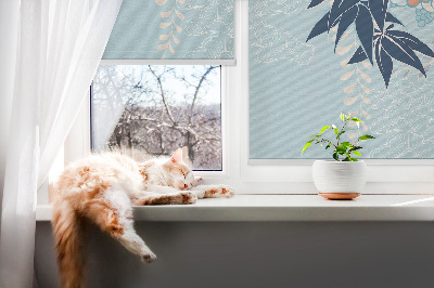 Modern roller blind Heron in flowers