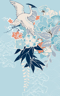 Modern roller blind Heron in flowers
