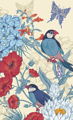 Roller blind for large window Birds among the flowers
