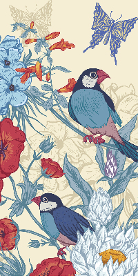 Roller blind for large window Birds among the flowers