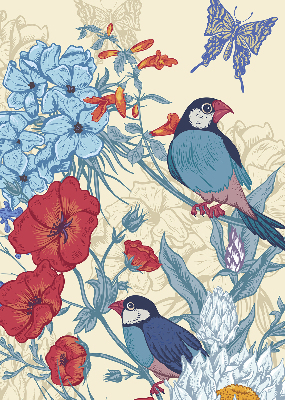 Roller blind for large window Birds among the flowers