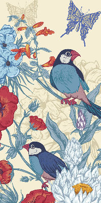 Roller blind for large window Birds among the flowers
