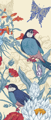Roller blind for large window Birds among the flowers