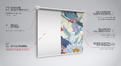 Roller blind for large window Birds among the flowers