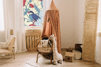 Roller blind for large window Birds among the flowers
