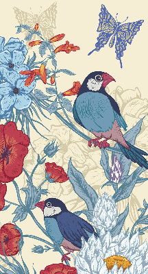 Roller blind for large window Birds among the flowers
