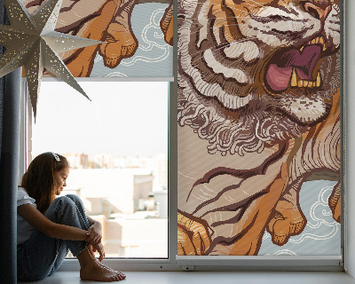 Fabric roller blind Tiger in flowers