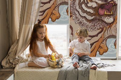 Fabric roller blind Tiger in flowers