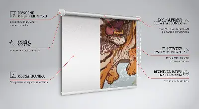 Fabric roller blind with tiger in flowers print
