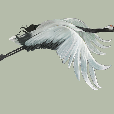 Modern roller blind Crane in flight