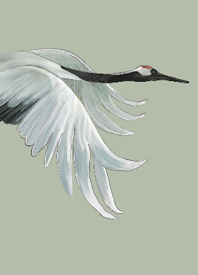 Modern roller blind Crane in flight