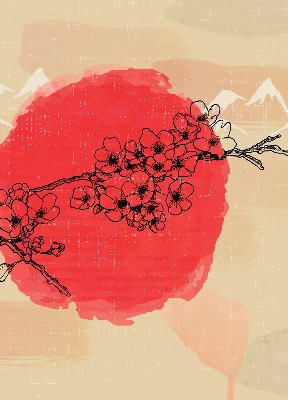 Roller blind for large window Flowers in a red circle