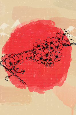 Roller blind for large window Flowers in a red circle